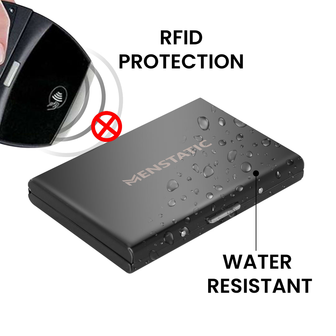BLACK PUSH BUTTON METAL CARD HOLDER