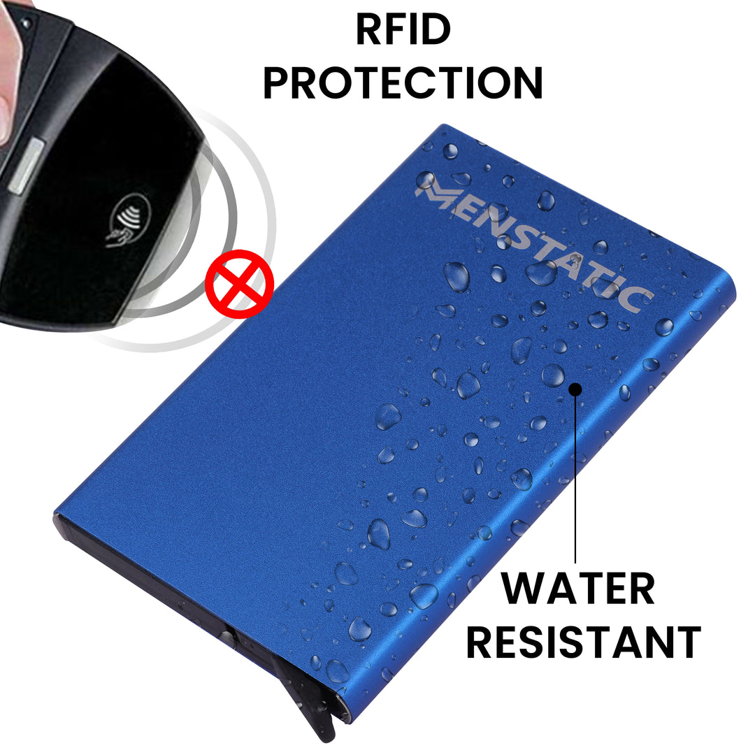 BLUE SLIDER METAL CARD HOLDER