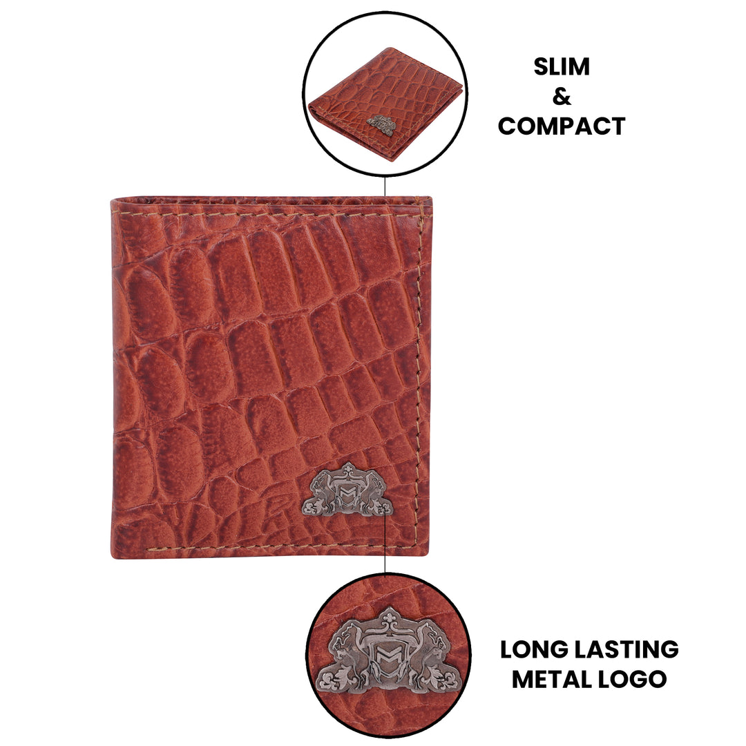 CROCO VERTICAL WALLET TAN