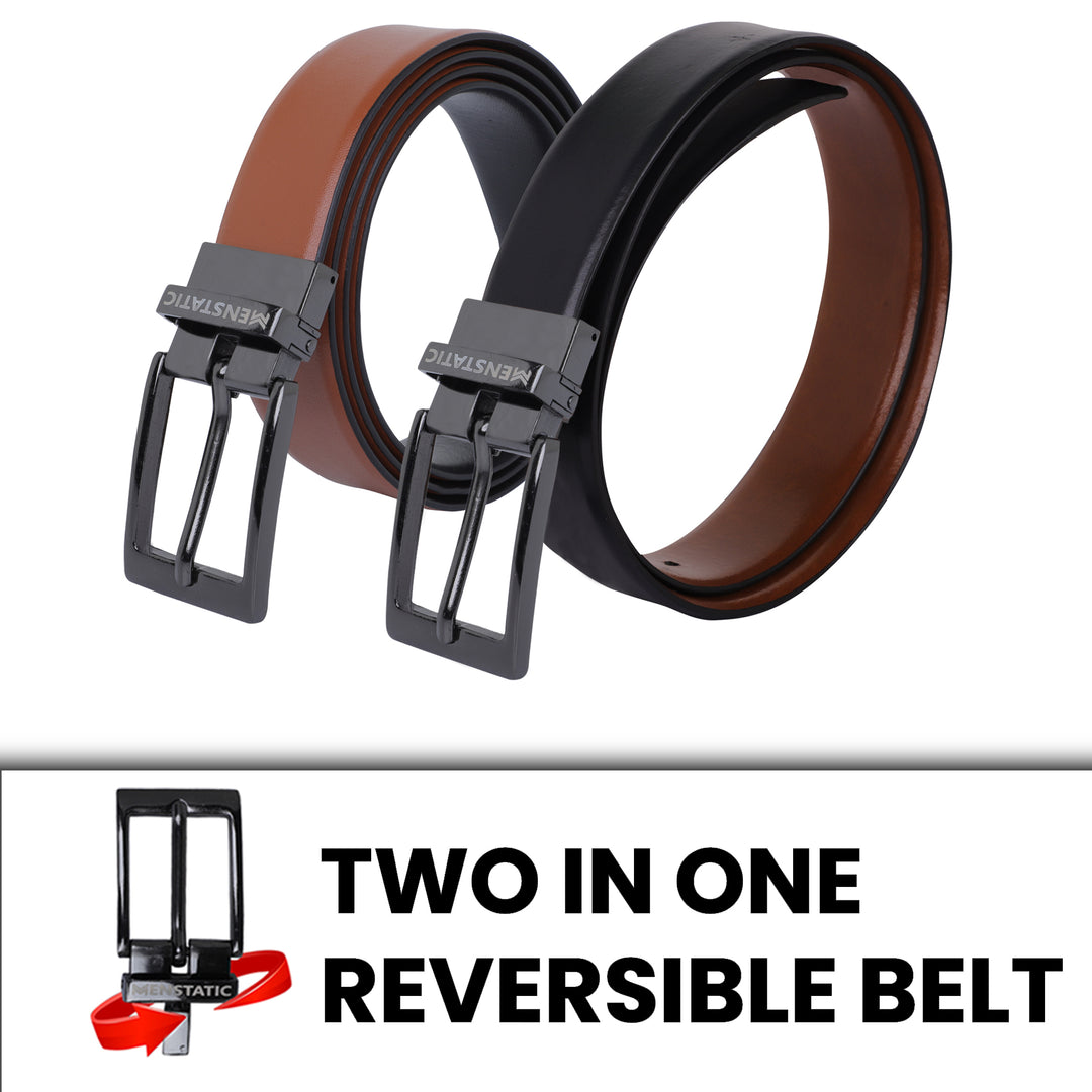 BLACK PLAIN BUCKLE BLUE & LIGHT BROWN BELT