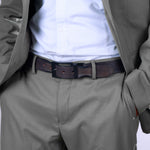 Load image into Gallery viewer, MATTE BLACK PLAIN BUCKLE HAMMERED GREY BELT