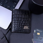 Load image into Gallery viewer, CROCO VERTICAL WALLET BLACK