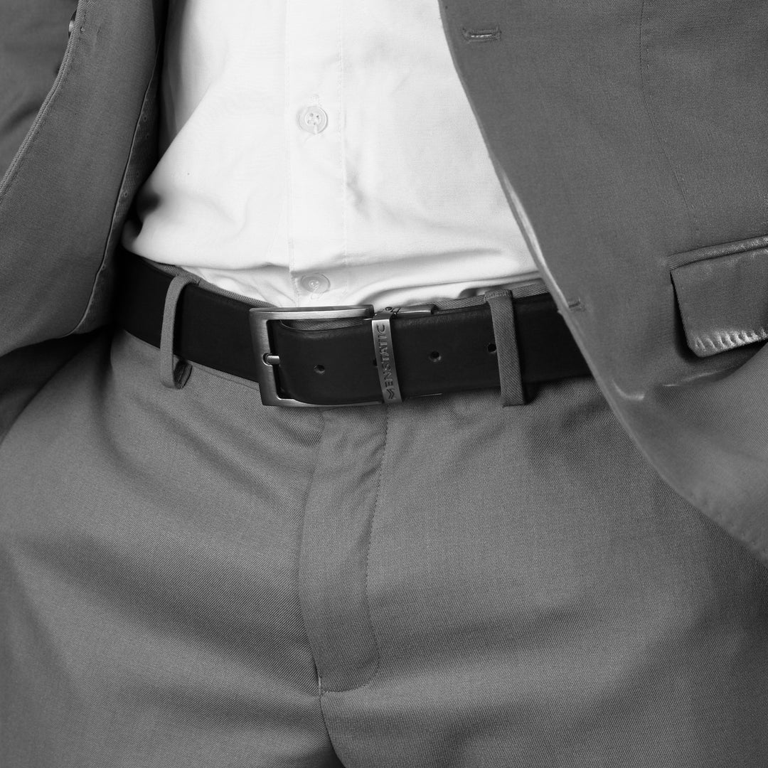 SILVER PLAIN BUCKLE LIGHT BROWN & BLACK BELT