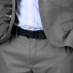 Load image into Gallery viewer, GLOSSY BLACK LOGO BUCKLE BLUE &amp; LIGHT BROWN BELT