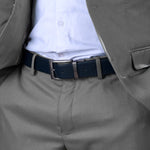 Load image into Gallery viewer, GREY PLAIN BUCKLE BLUE &amp; DARK BROWN BELT