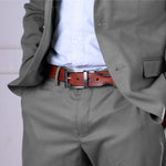 Load image into Gallery viewer, GREY PLAIN BUCKLE HAMMERED TAN BELT