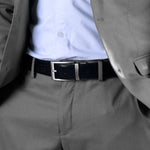 Load image into Gallery viewer, GREY PLAIN BUCKLE CROCO DARK BROWN &amp; BLACK BELT