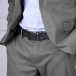 Load image into Gallery viewer, GLOSSY BLACK PLAIN BUCKLE HAMMERED GREY BELT