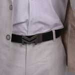 Load image into Gallery viewer, GREY LOGO BUCKLE CROCO DARK BROWN &amp; BLACK BELT
