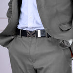 Load image into Gallery viewer, SILVER LOGO BUCKLE CROCO DARK BROWN &amp; BLACK BELT