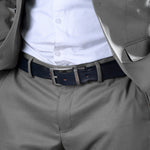 Load image into Gallery viewer, SILVER PLAIN BUCKLE HAMMERED BLUE BELT