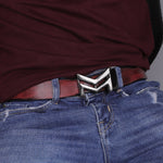 Load image into Gallery viewer, BLACK LOGO BUCKLE HAMMERED WINE BELT
