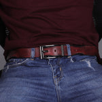 Load image into Gallery viewer, BLACK PLAIN BUCKLE HAMMERED WINE BELT
