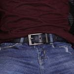 Load image into Gallery viewer, GREY PLAIN BUCKLE HAMMERED BLUE BELT
