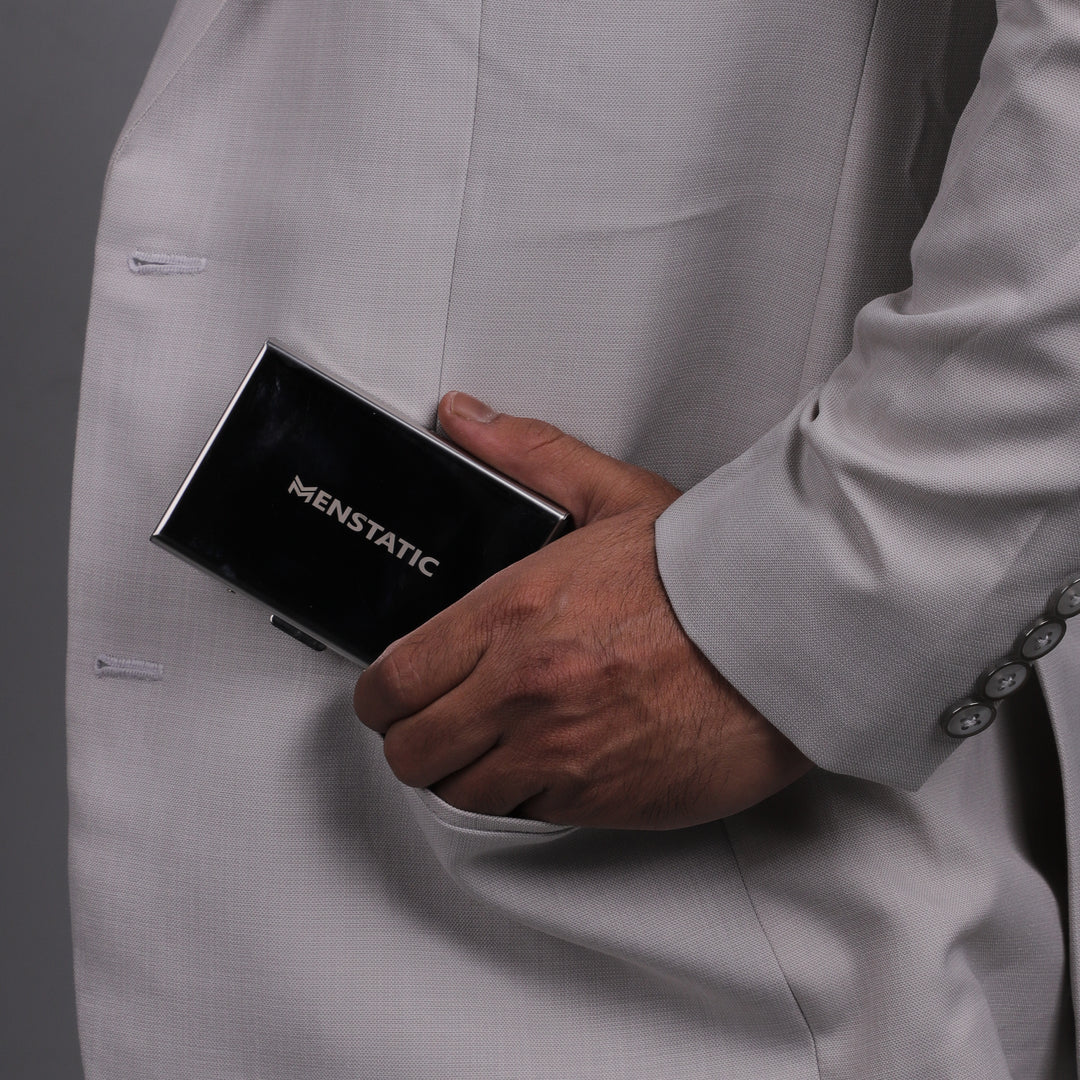 SILVER PUSH BUTTON METAL CARD HOLDER
