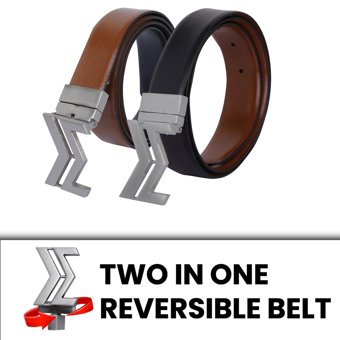SILVER LOGO BUCKLE BLUE & LIGHT BROWN BELT