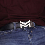 Load image into Gallery viewer, SILVER LOGO BUCKLE HAMMERED BLUE BELT
