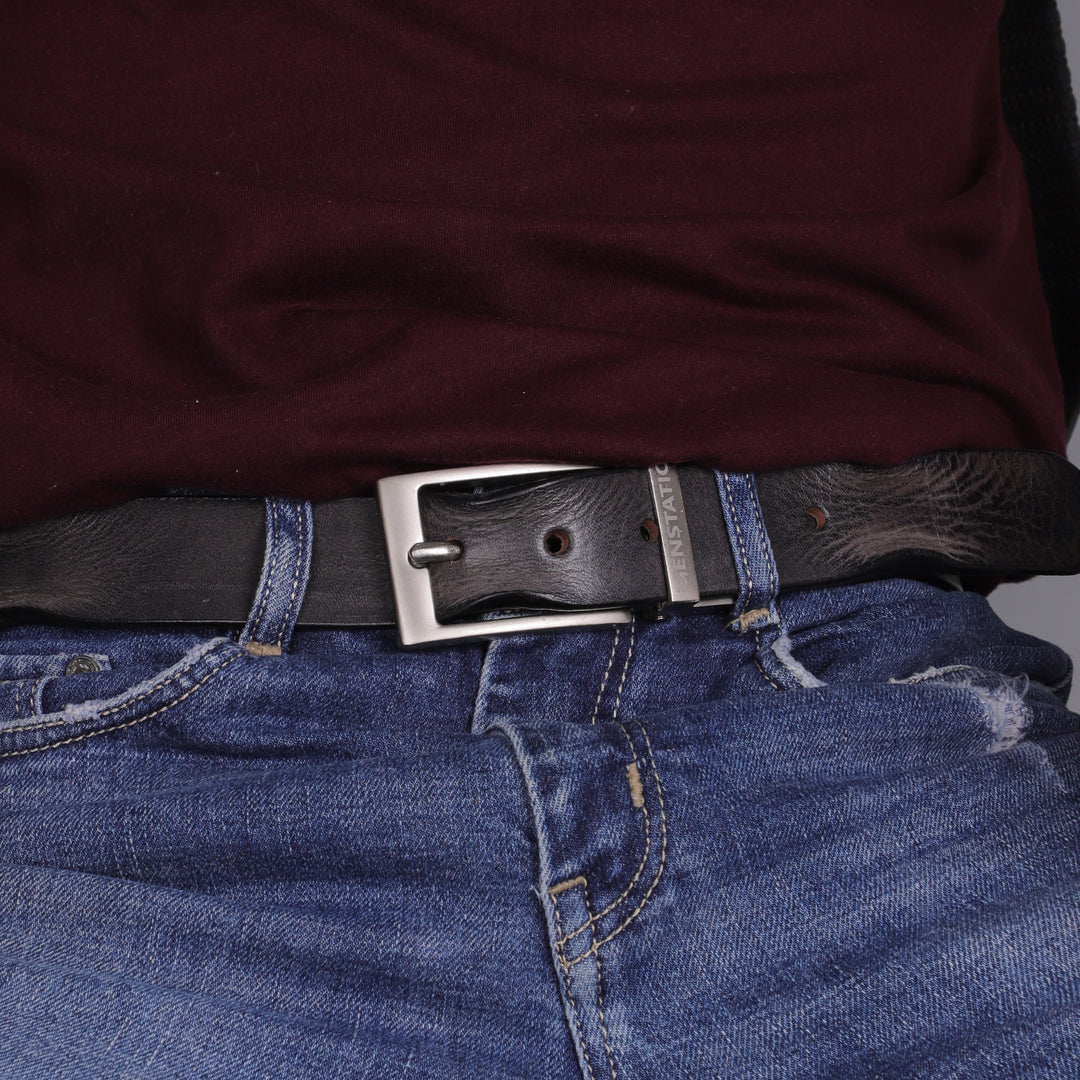 SILVER PLAIN BUCKLE HAMMERED GREY BELT