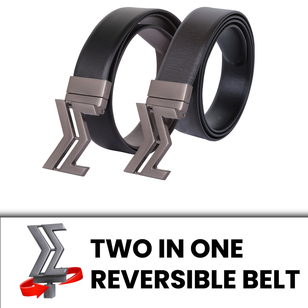 GREY LOGO BUCKLE DARK BROWN & BLACK BELT