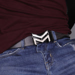 Load image into Gallery viewer, BLACK LOGO BUCKLE HAMMERED GREY BELT
