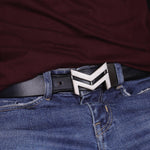 Load image into Gallery viewer, GREY LOGO BUCKLE HAMMERED BLUE BELT
