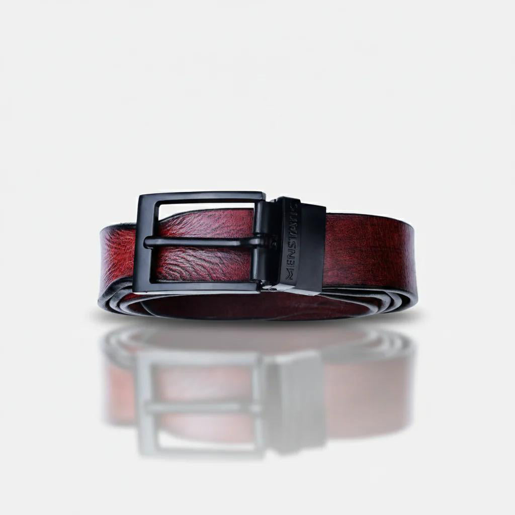 MATTE BLACK PLAIN BUCKLE HAMMERED WINE BELT