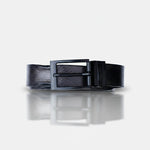 Load image into Gallery viewer, MATTE BLACK PLAIN BUCKLE HAMMERED GREY BELT