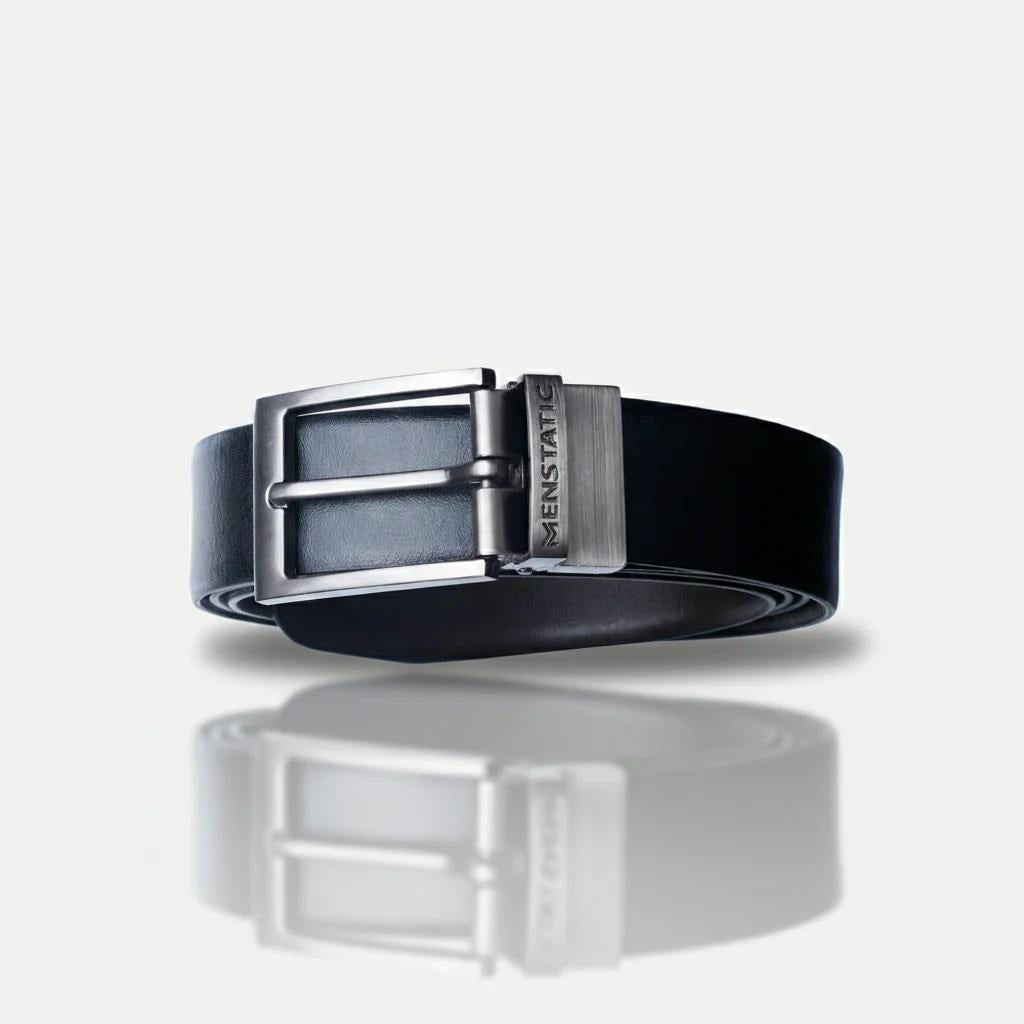GREY PLAIN BUCKLE DARK BROWN & BLACK BELT