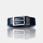 Load image into Gallery viewer, GREY PLAIN BUCKLE BLUE &amp; DARK BROWN BELT