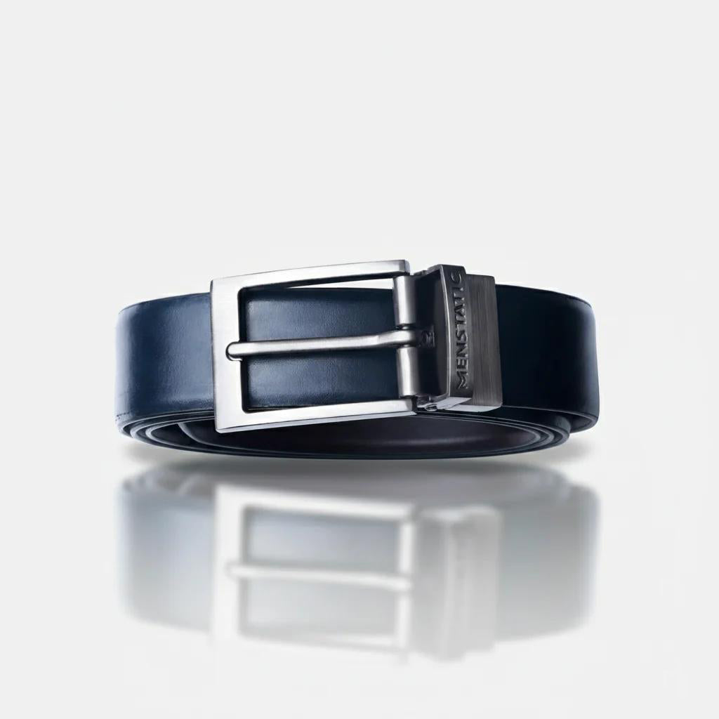 GREY PLAIN BUCKLE BLUE & DARK BROWN BELT