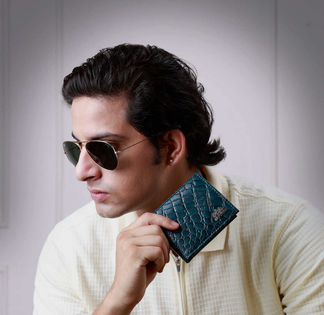 CROCO HORIZONTAL WALLET TEAL