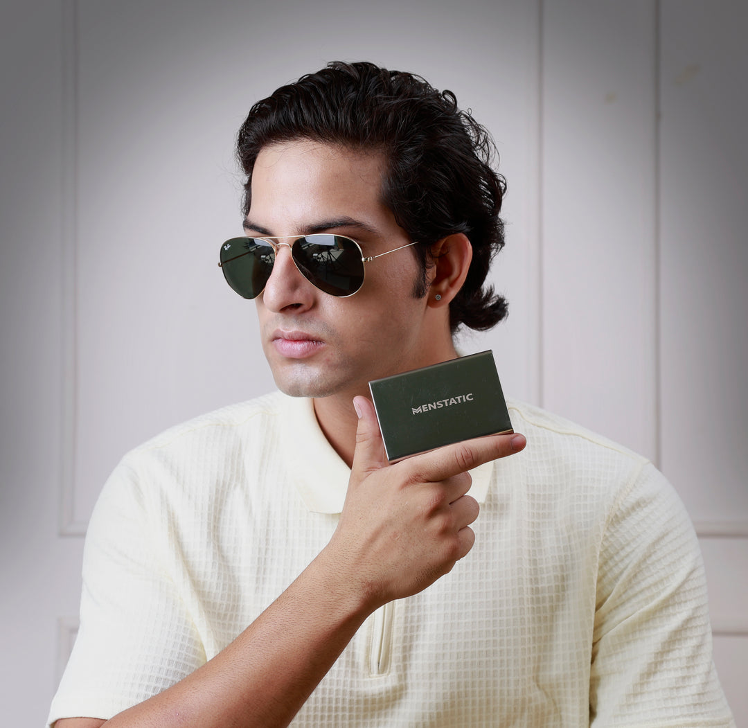 SILVER PUSH BUTTON METAL CARD HOLDER