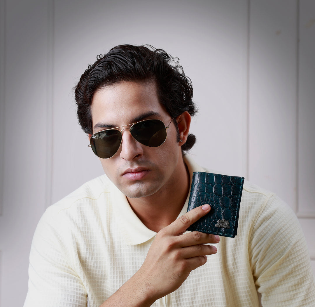 CROCO VERTICAL WALLET TEAL