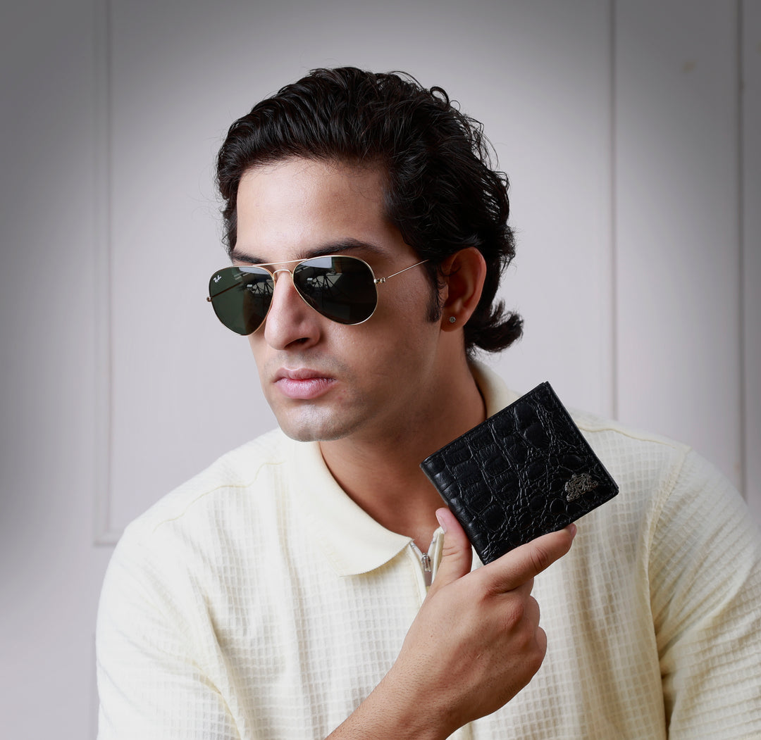 CROCO HORIZONTAL WALLET GREY