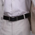 Load image into Gallery viewer, GREY PLAIN BUCKLE CROCO LIGHT BROWN &amp; BLACK BELT
