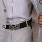 Load image into Gallery viewer, SILVER LOGO BUCKLE CROCO DARK BROWN &amp; BLACK BELT
