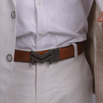 Load image into Gallery viewer, GREY LOGO BUCKLE BLUE &amp; LIGHT BROWN BELT
