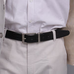 Load image into Gallery viewer, SILVER PLAIN BUCKLE CROCO LIGHT BROWN &amp; BLACK BELT
