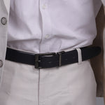 Load image into Gallery viewer, BLACK PLAIN BUCKLE BLUE &amp; LIGHT BROWN BELT
