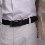 Load image into Gallery viewer, BLACK PLAIN BUCKLE LIGHT BROWN &amp; BLACK BELT
