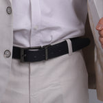 Load image into Gallery viewer, BLACK PLAIN BUCKLE BLUE &amp; DARK BROWN BELT
