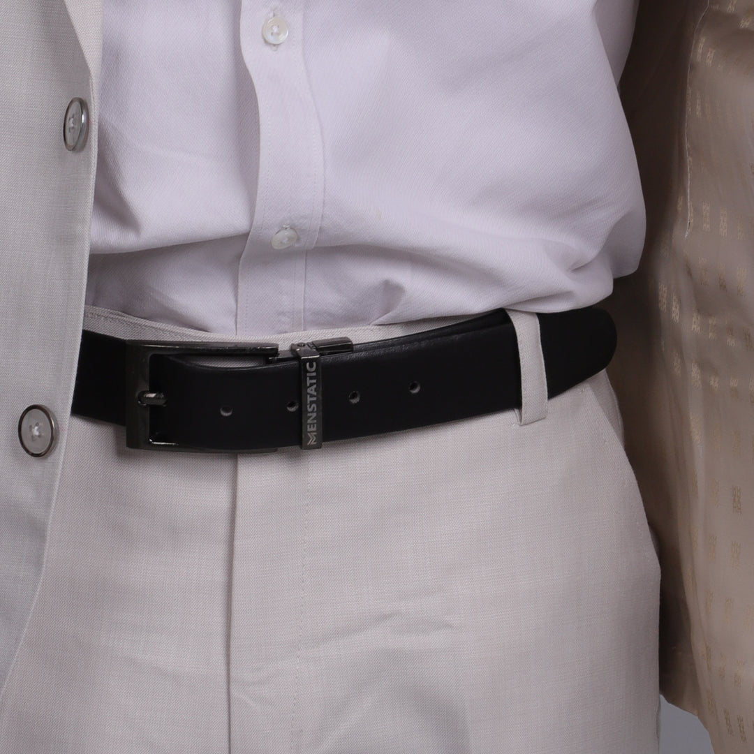 BLACK PLAIN BUCKLE DARK BROWN & BLACK BELT