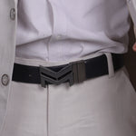 Load image into Gallery viewer, GREY LOGO BUCKLE BLUE &amp; DARK BROWN BELT
