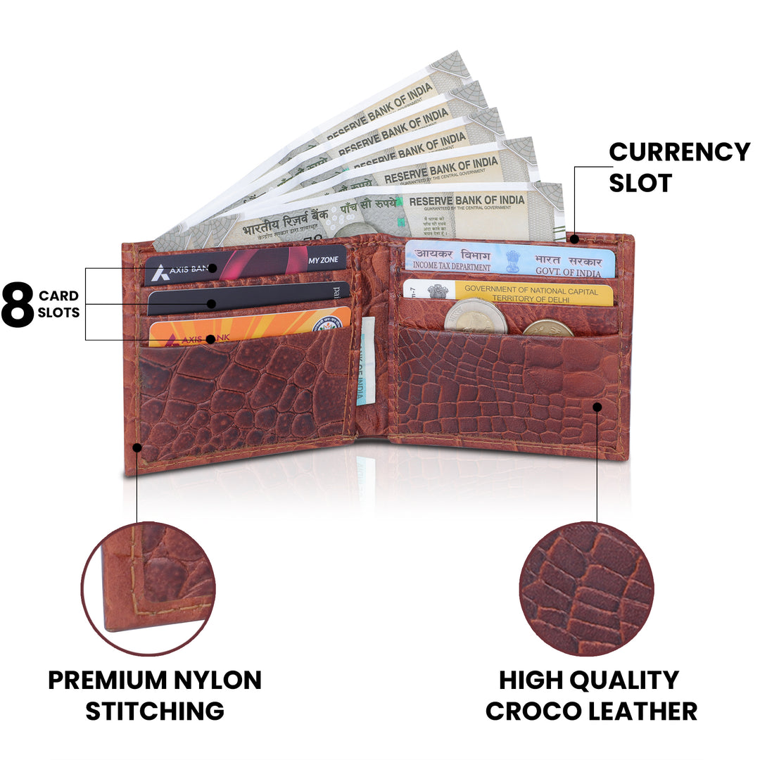 CROCO HORIZONTAL WALLET TAN