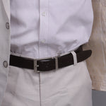 Load image into Gallery viewer, SILVER PLAIN BUCKLE CROCO DARK BROWN &amp; BLACK BELT
