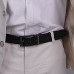 Load image into Gallery viewer, BLACK PLAIN BUCKLE CROCO DARK BROWN &amp; BLACK BELT
