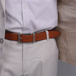 Load image into Gallery viewer, SILVER PLAIN BUCKLE LIGHT BROWN &amp; BLACK BELT
