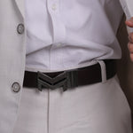 Load image into Gallery viewer, BLACK LOGO BUCKLE BLUE &amp; DARK BROWN BELT

