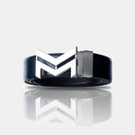Load image into Gallery viewer, SILVER LOGO BUCKLE BLUE &amp; DARK BROWN BELT