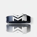 Load image into Gallery viewer, SILVER LOGO BUCKLE HAMMERED BLUE BELT